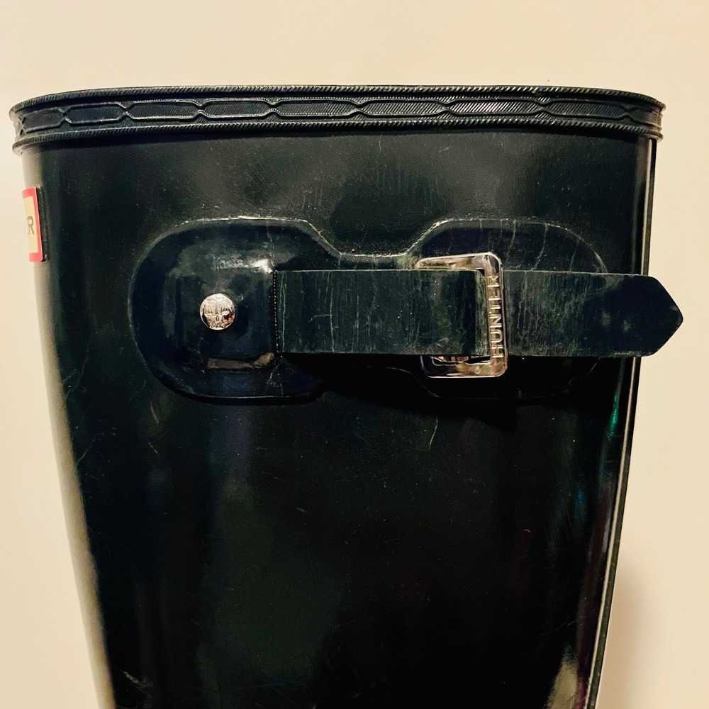 Hunter Original Tall Clear Haze Ombre Black Grey Rubber Rain Boots US 5 Wellies - Picture 7 of 16